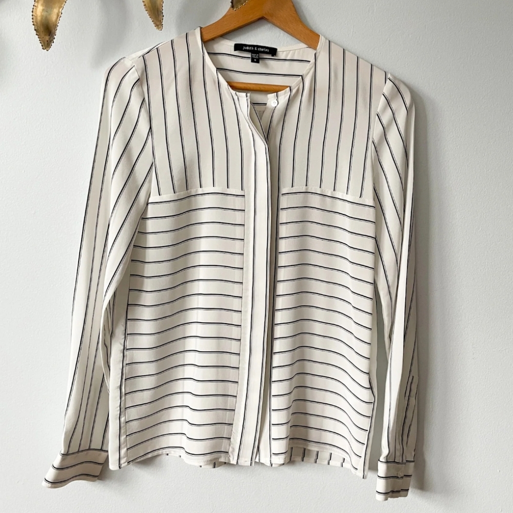 Judith & Charles Silk stripe button up